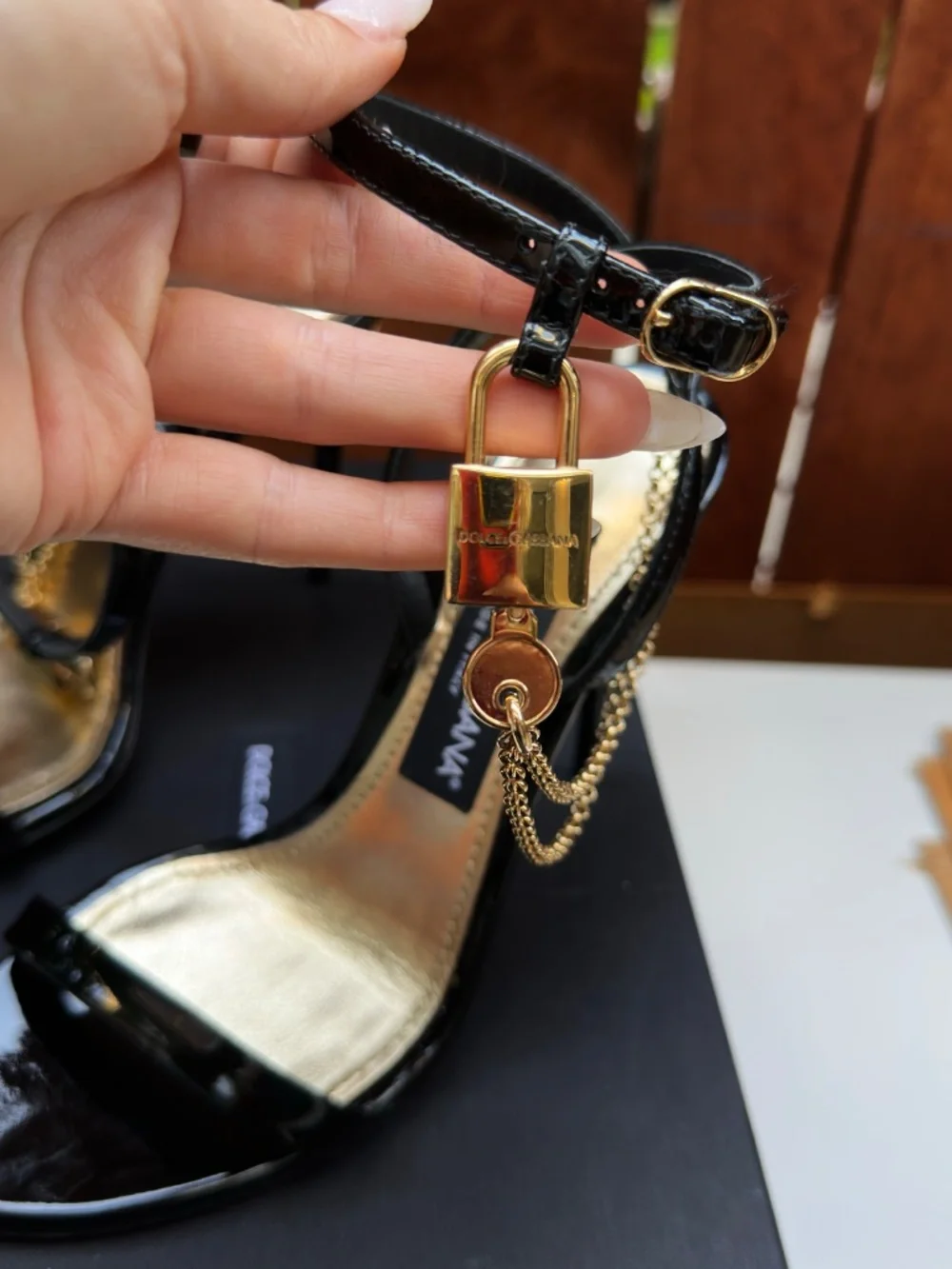 Dolce & Gabbana Keira black patent leather sandals